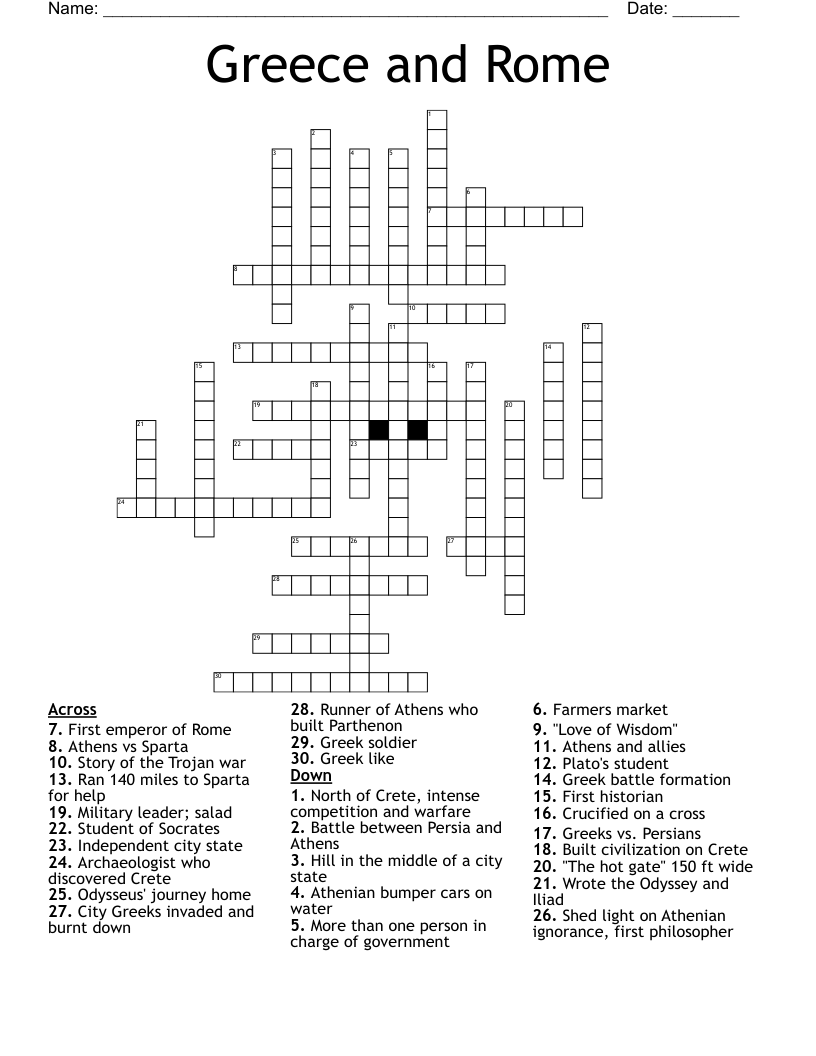 Greece and Rome Crossword
