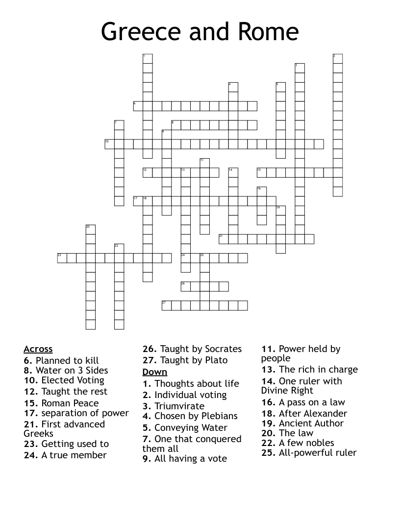 Greece and Rome  Crossword