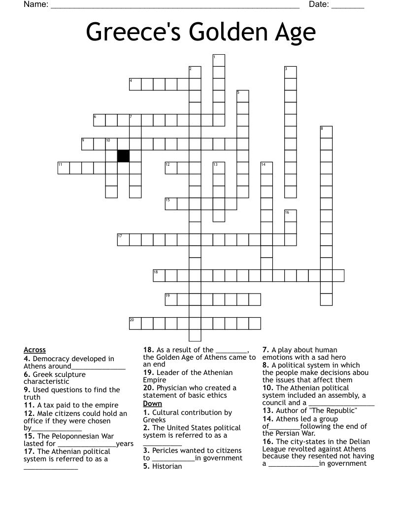 Greece's Golden Age Crossword
