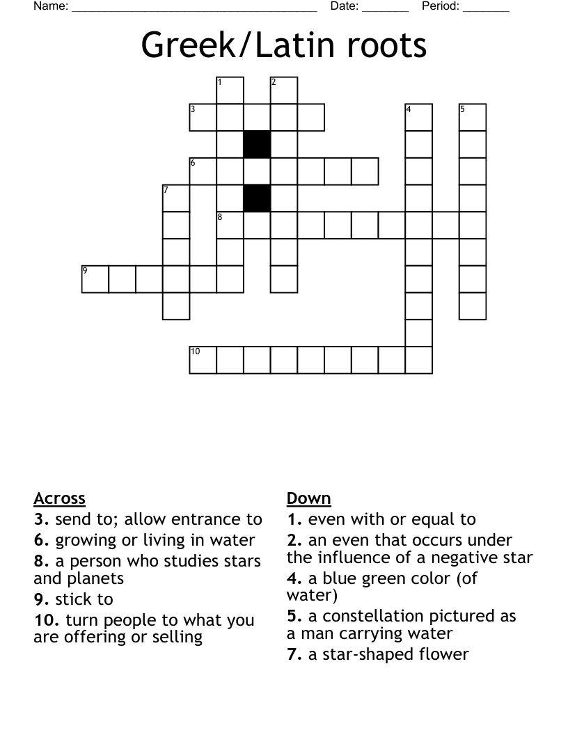 Greek/Latin roots  Crossword