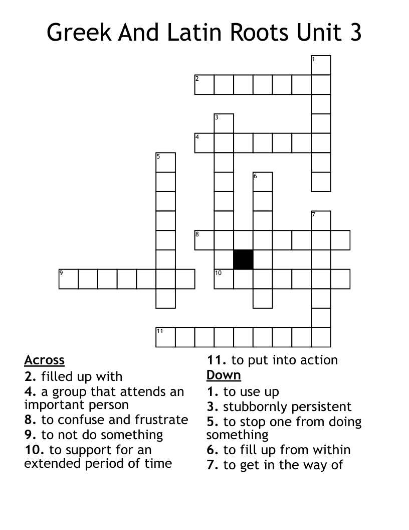 Greek And Latin Roots Unit 3  Crossword