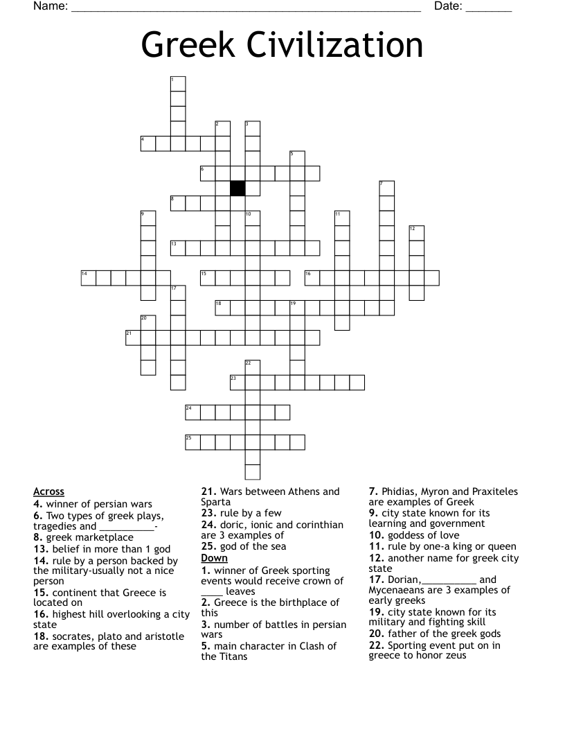 Greek Civilization Crossword