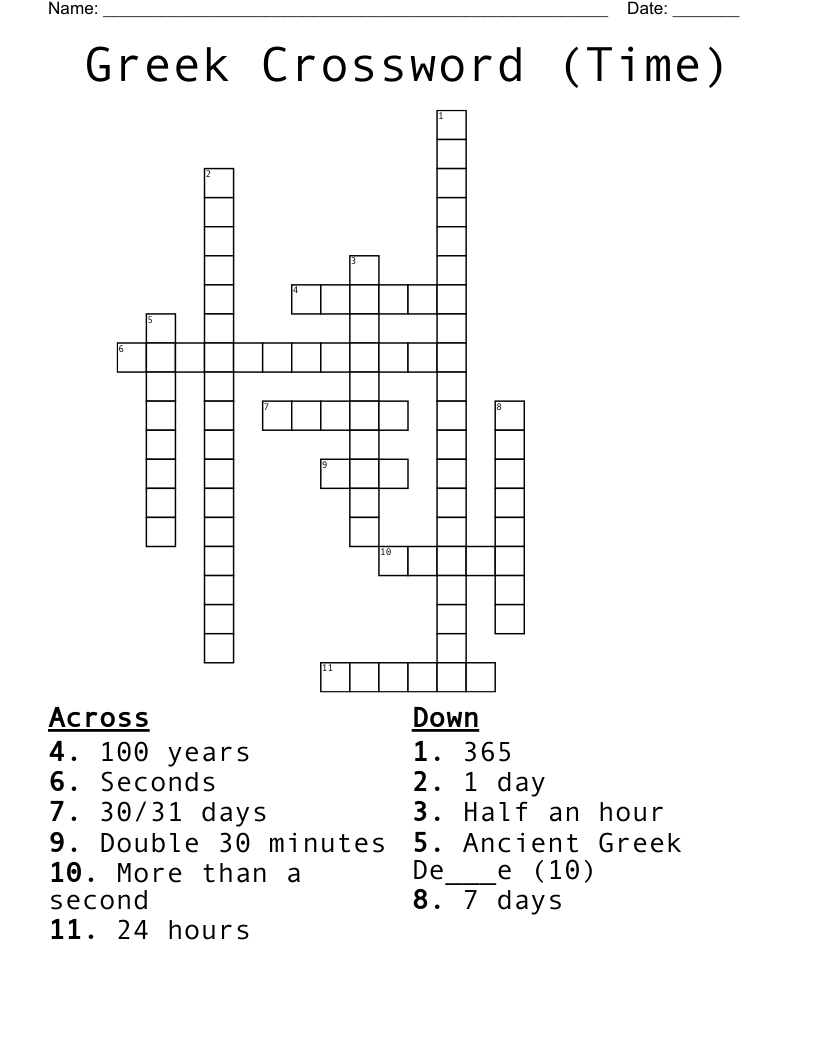 Greek Crossword (Time)