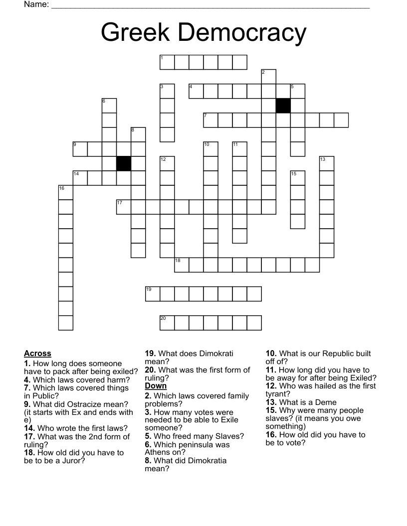 Greek Democracy Crossword