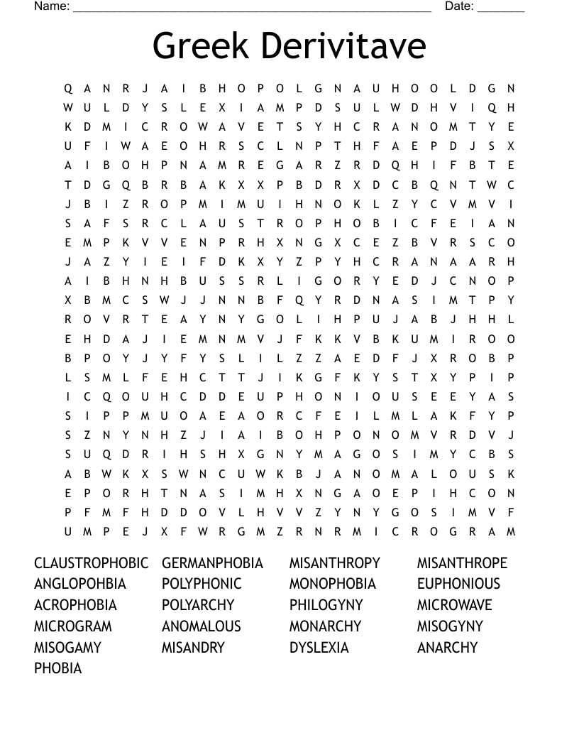 Greek Derivitave Word Search