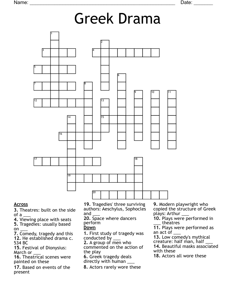 Greek Drama  Crossword