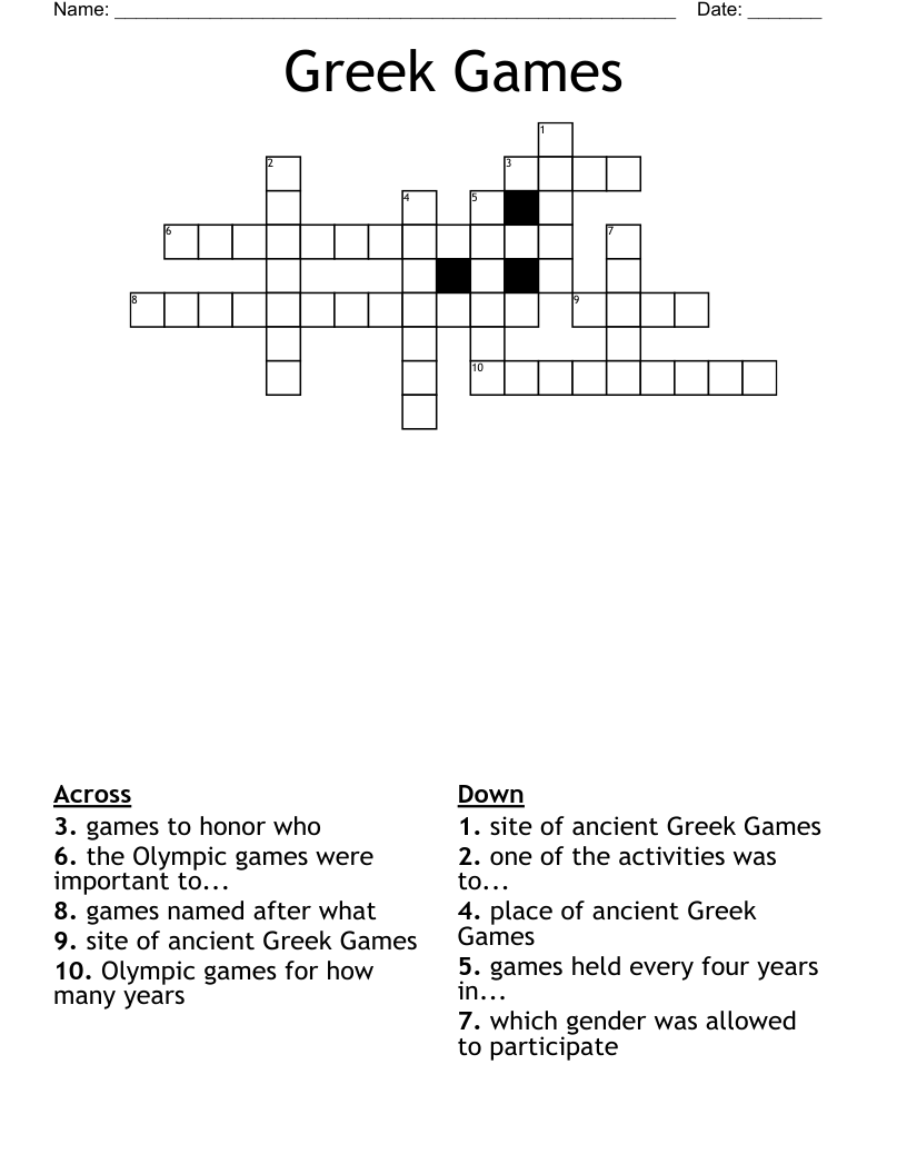 Greek Games Crossword