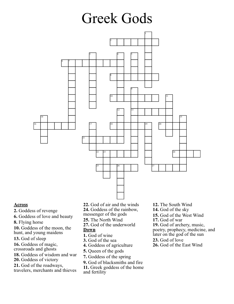 Greek Gods Crossword