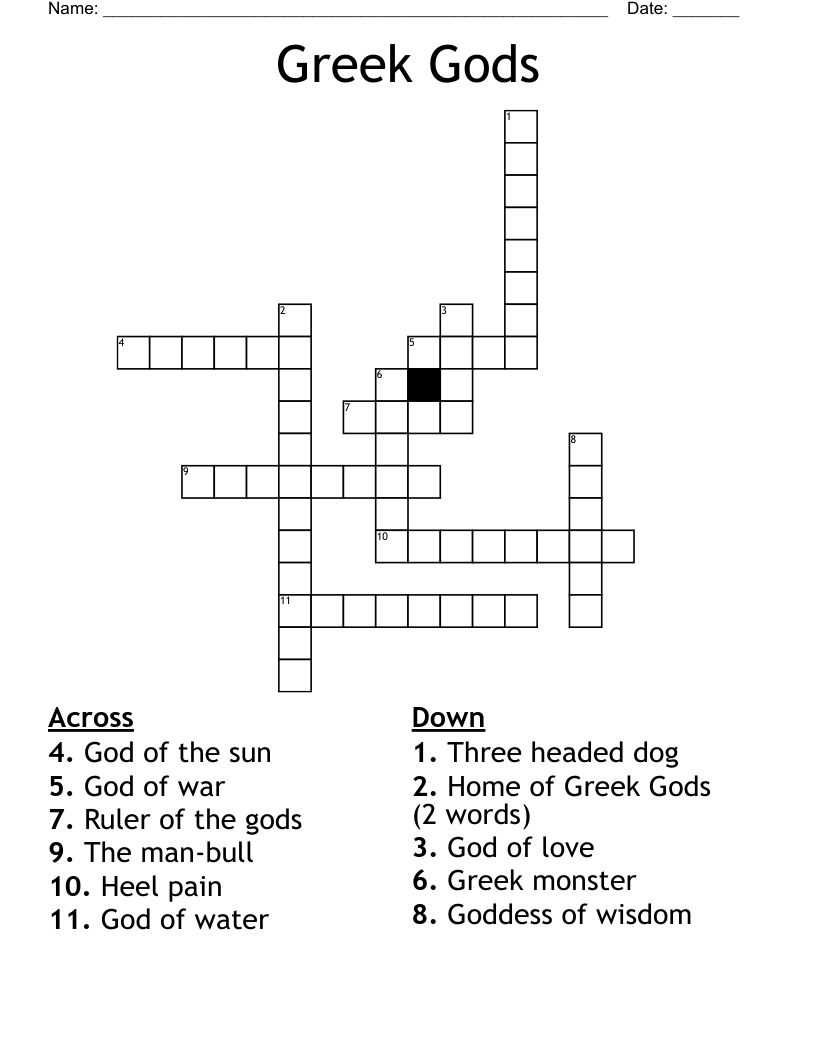 Greek Gods Crossword