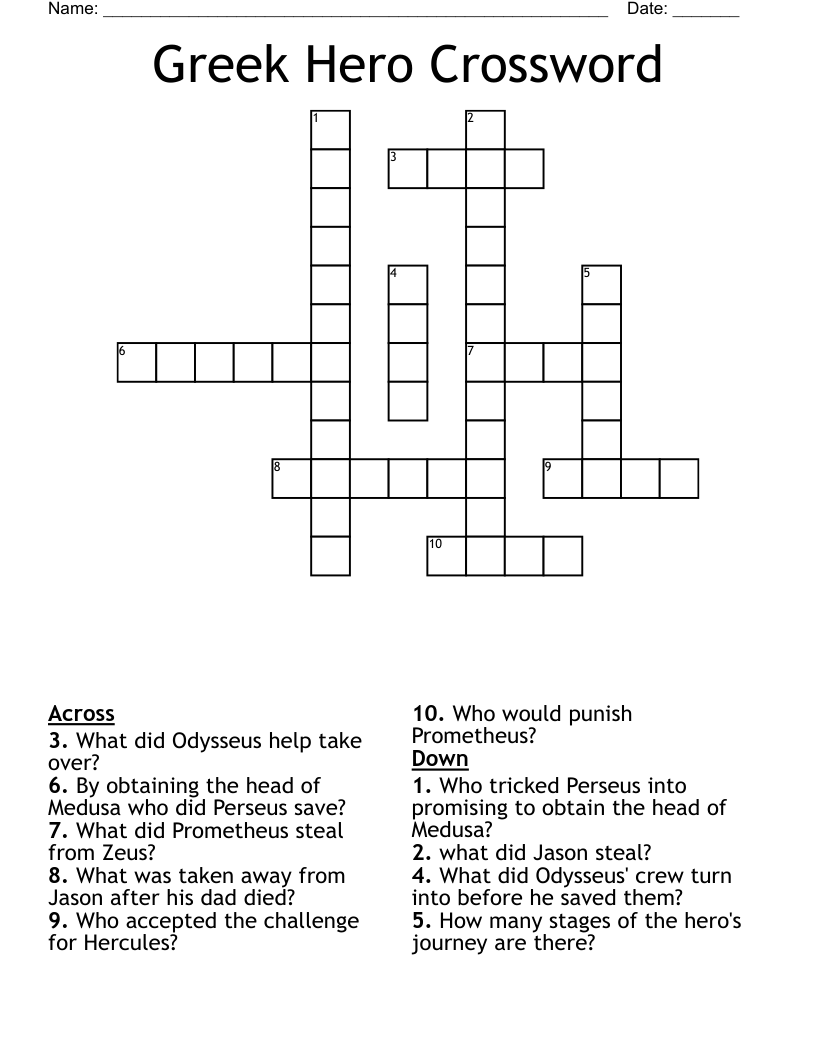 Greek Hero Crossword