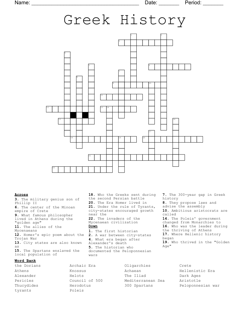 Greek History Crossword