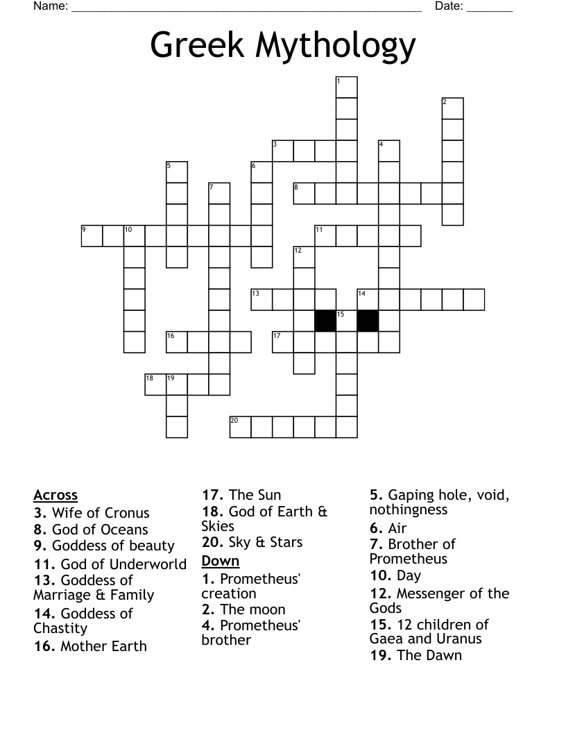 Greek Mythology Crossword