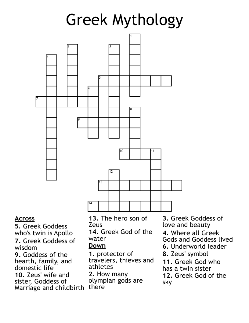 Greek Mythology Crossword