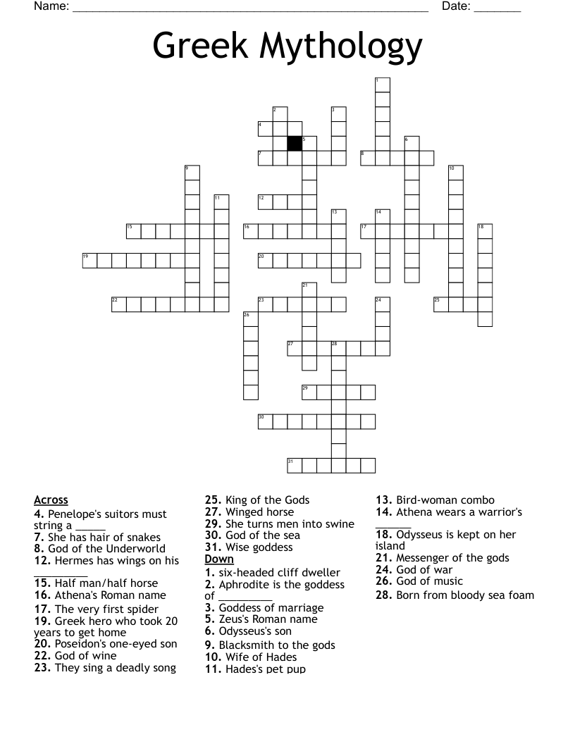 Greek Mythology Crossword