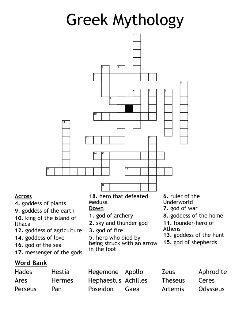 Greek Mythology Crossword