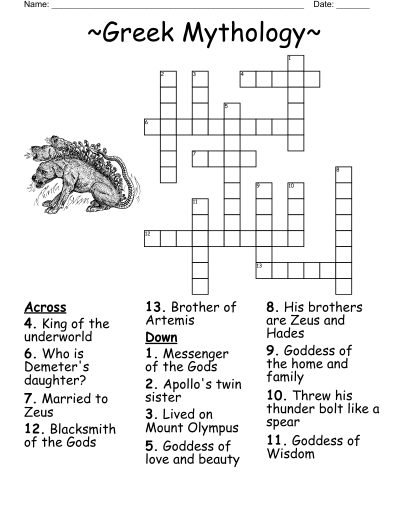 ~Greek Mythology~ Crossword