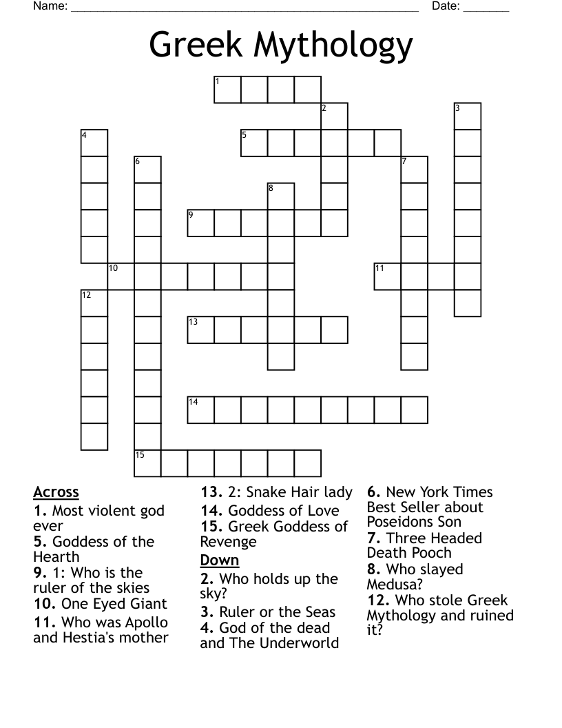 Greek Mythology Crossword