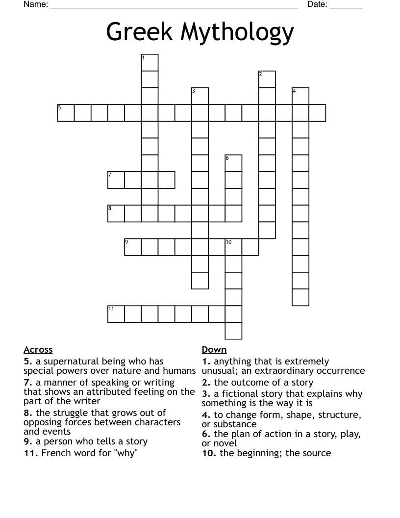 Greek Mythology Crossword