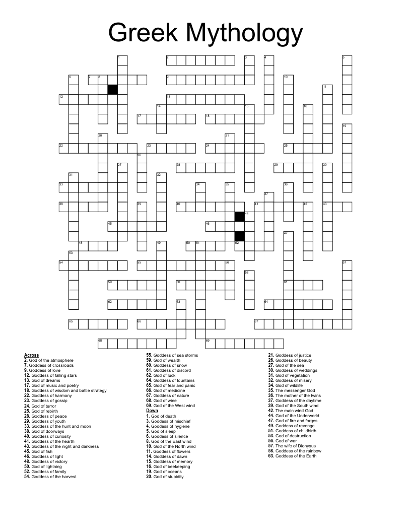 Greek Mythology Crossword