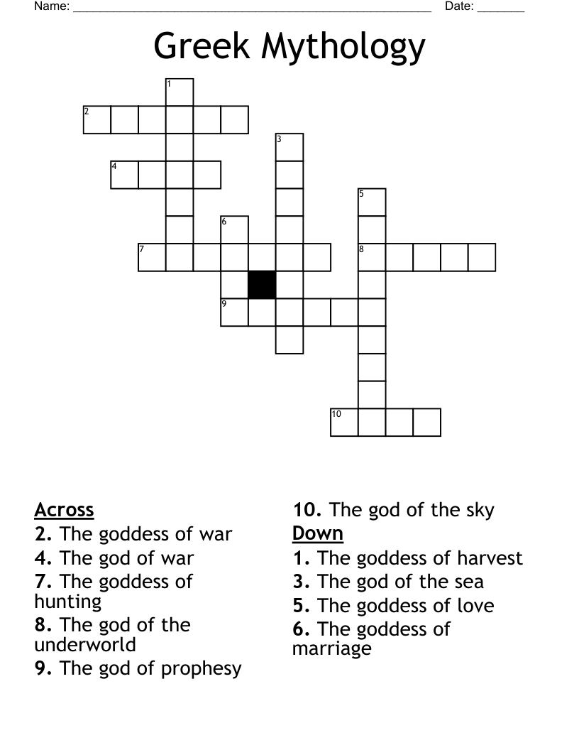 Greek Mythology Crossword