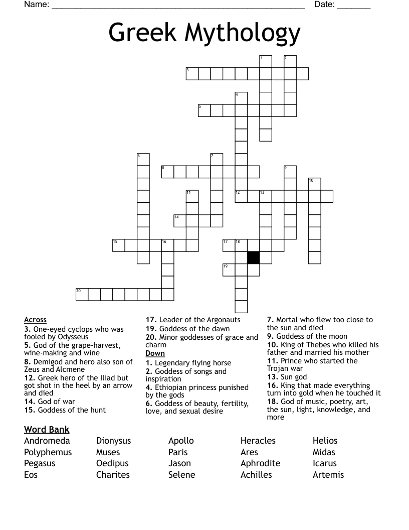 Greek Mythology Crossword