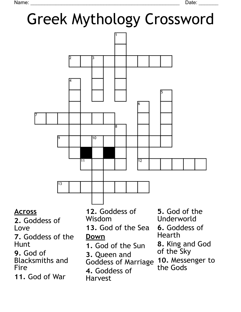 Greek Mythology Crossword