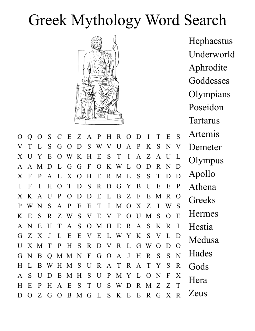 Greek Mythology Word Search 