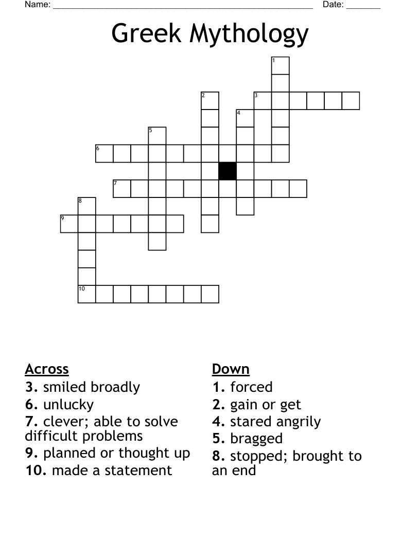 Greek Mythology  Crossword