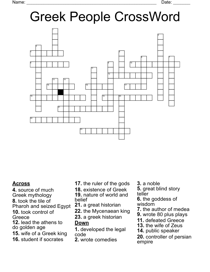 Greek People CrossWord