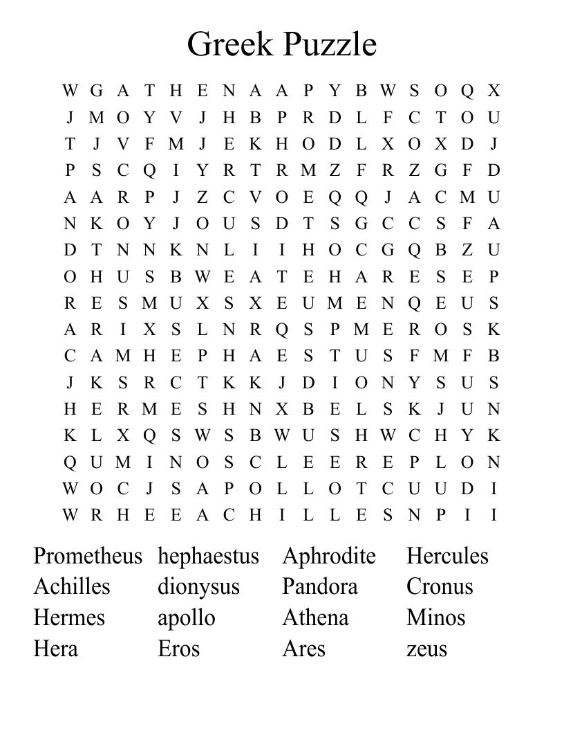 Greek Puzzle Word Search