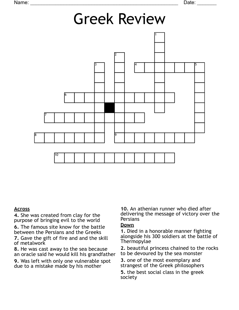 Greek Review Crossword