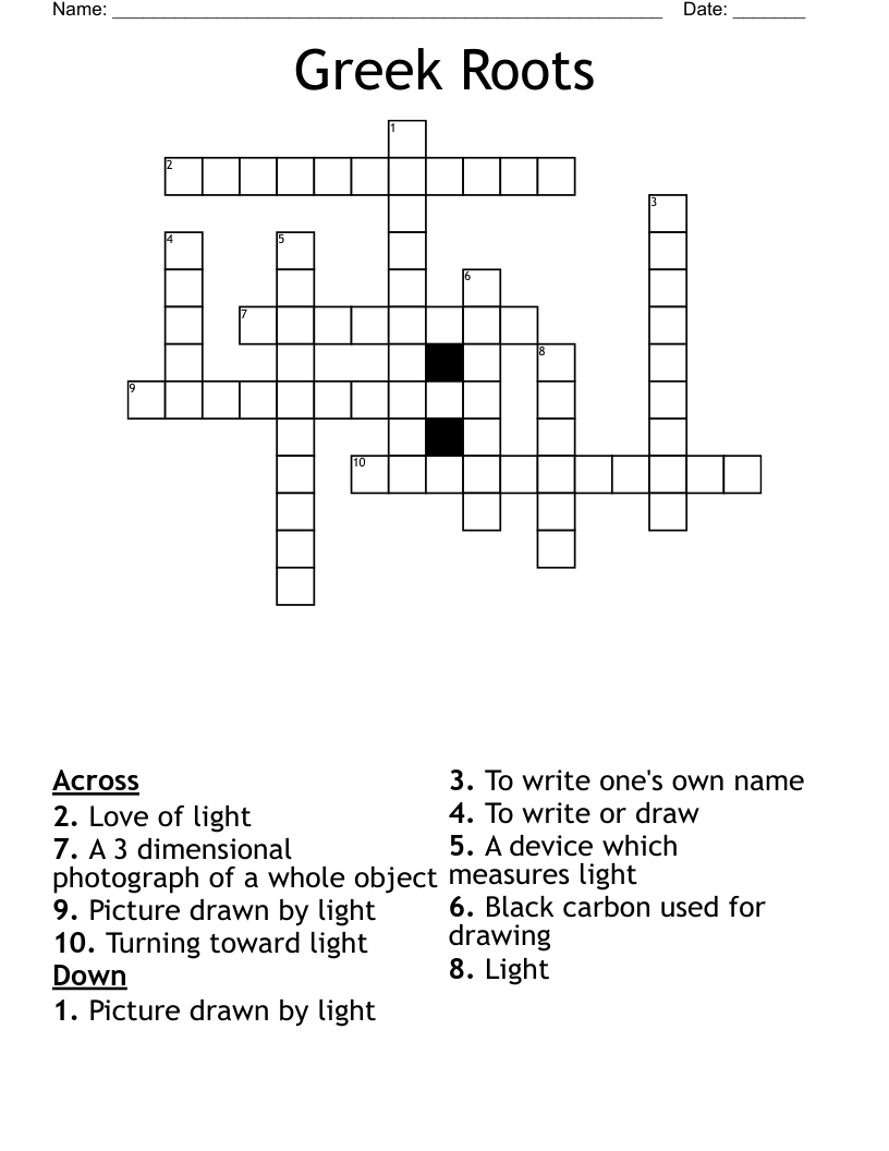 Greek Roots Crossword