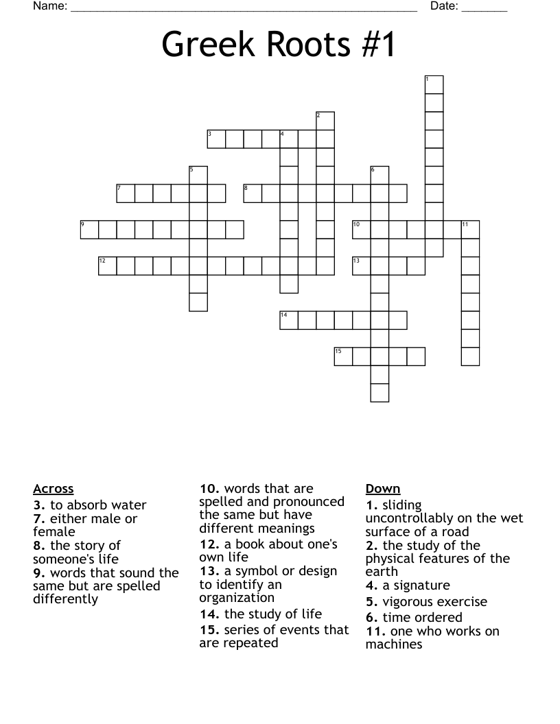 Greek Roots #1 Crossword