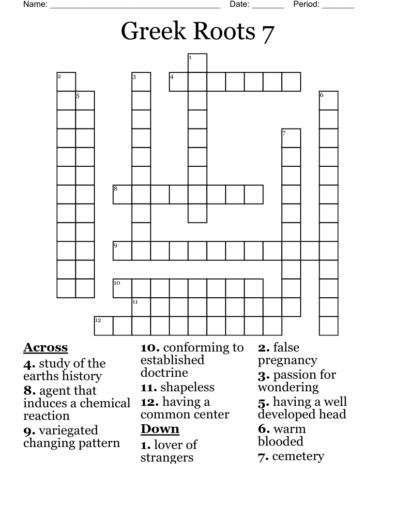 Greek Roots 7 Crossword