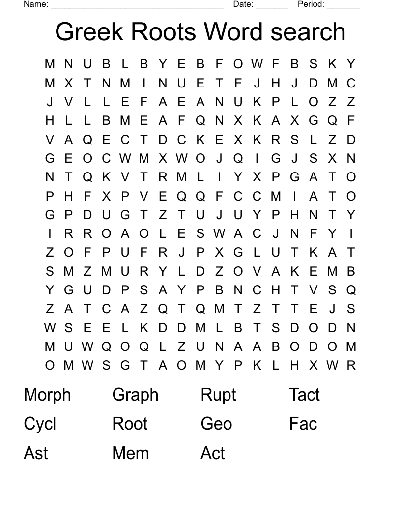 Greek Roots Word search