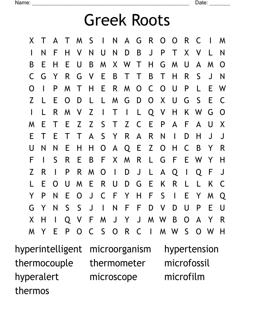 Greek Roots  Word Search