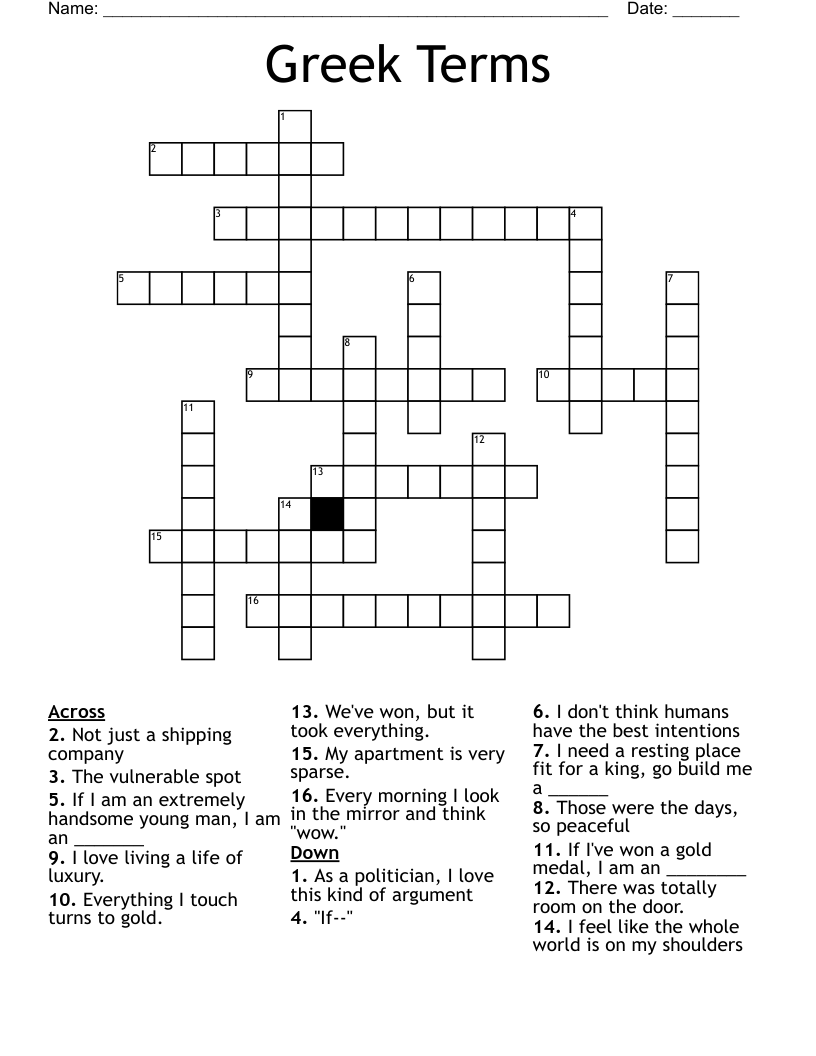 Greek Terms Crossword