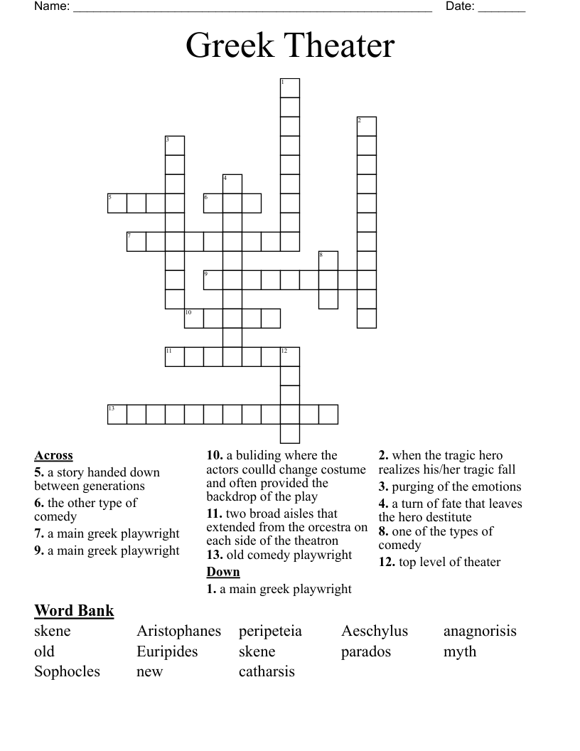Greek Theater Crossword