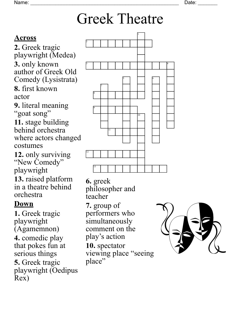 Greek Theatre Crossword
