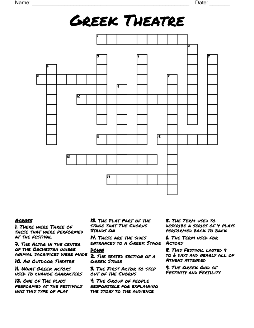 Greek Theatre Crossword