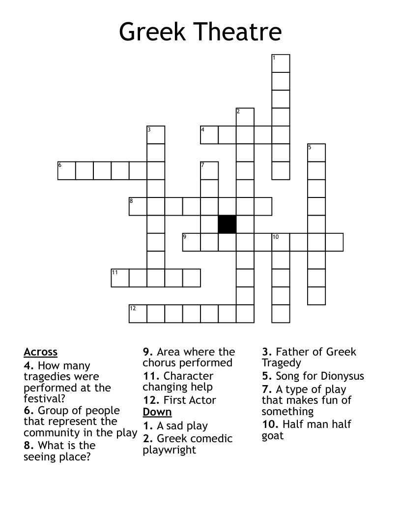 Greek Theatre Crossword