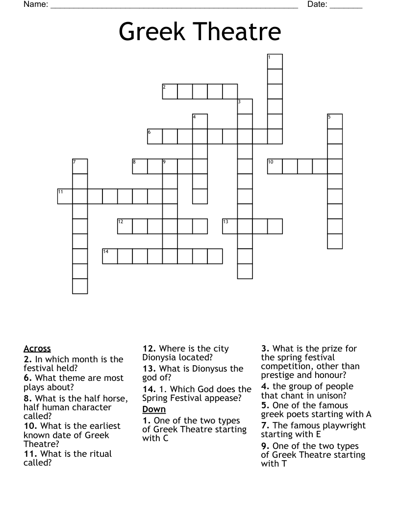 Greek Theatre Crossword