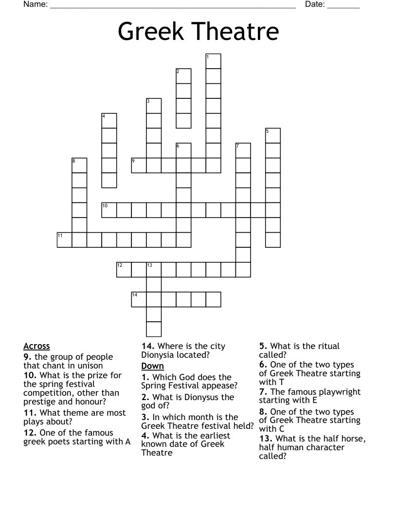 Greek Theatre Crossword