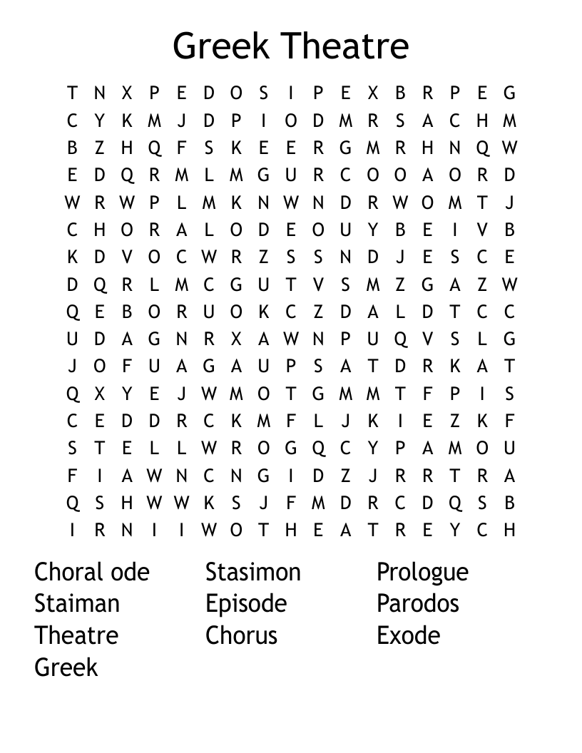 Greek Theatre Word Search