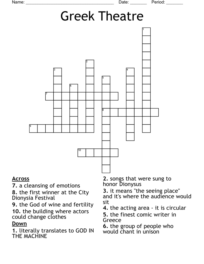 Greek Theatre Crossword