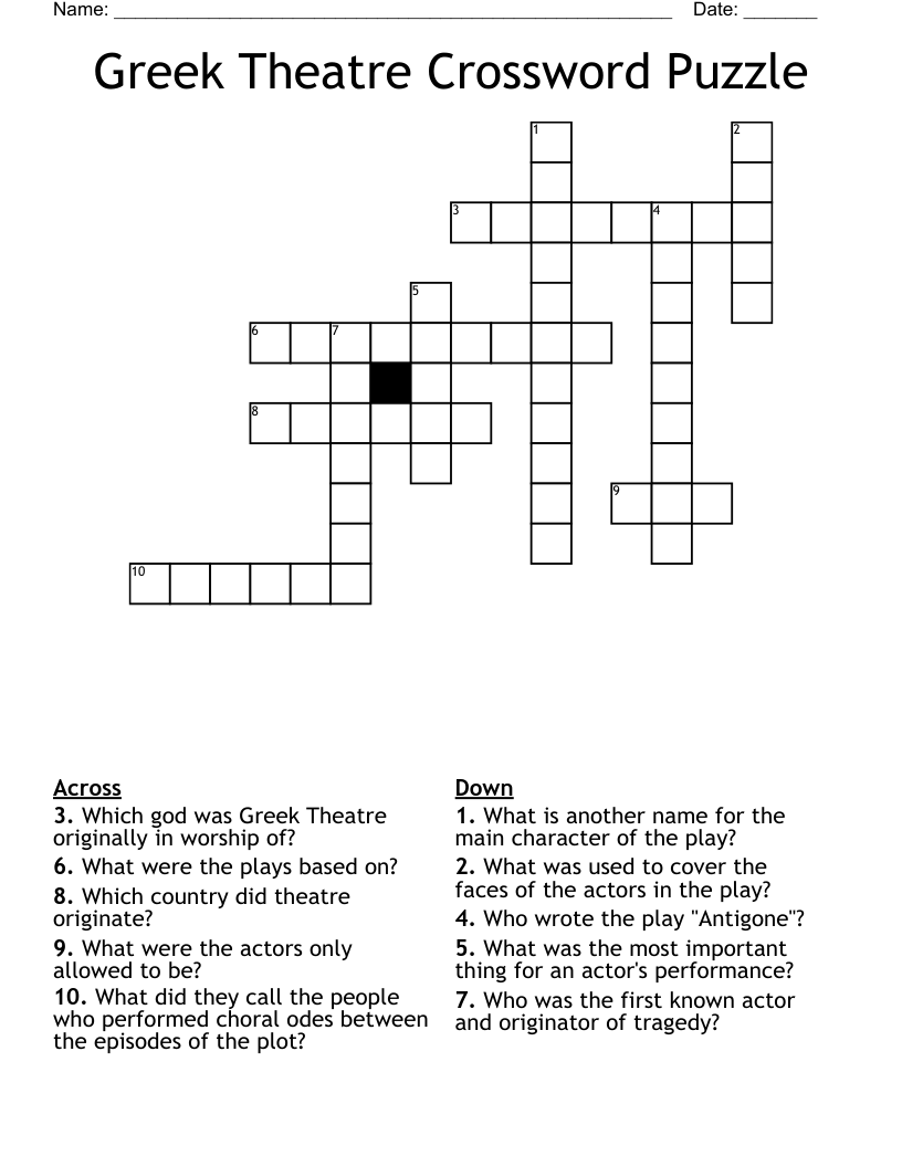 Greek Theatre Crossword Puzzle