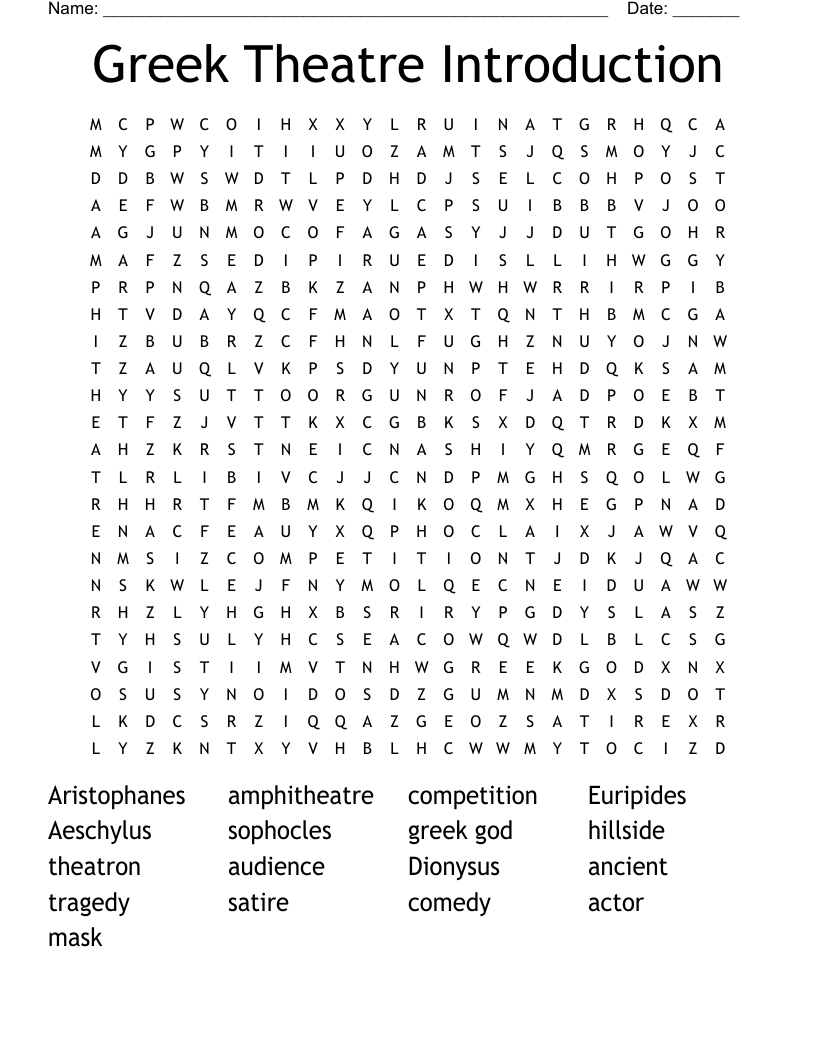 Greek Theatre Introduction Word Search