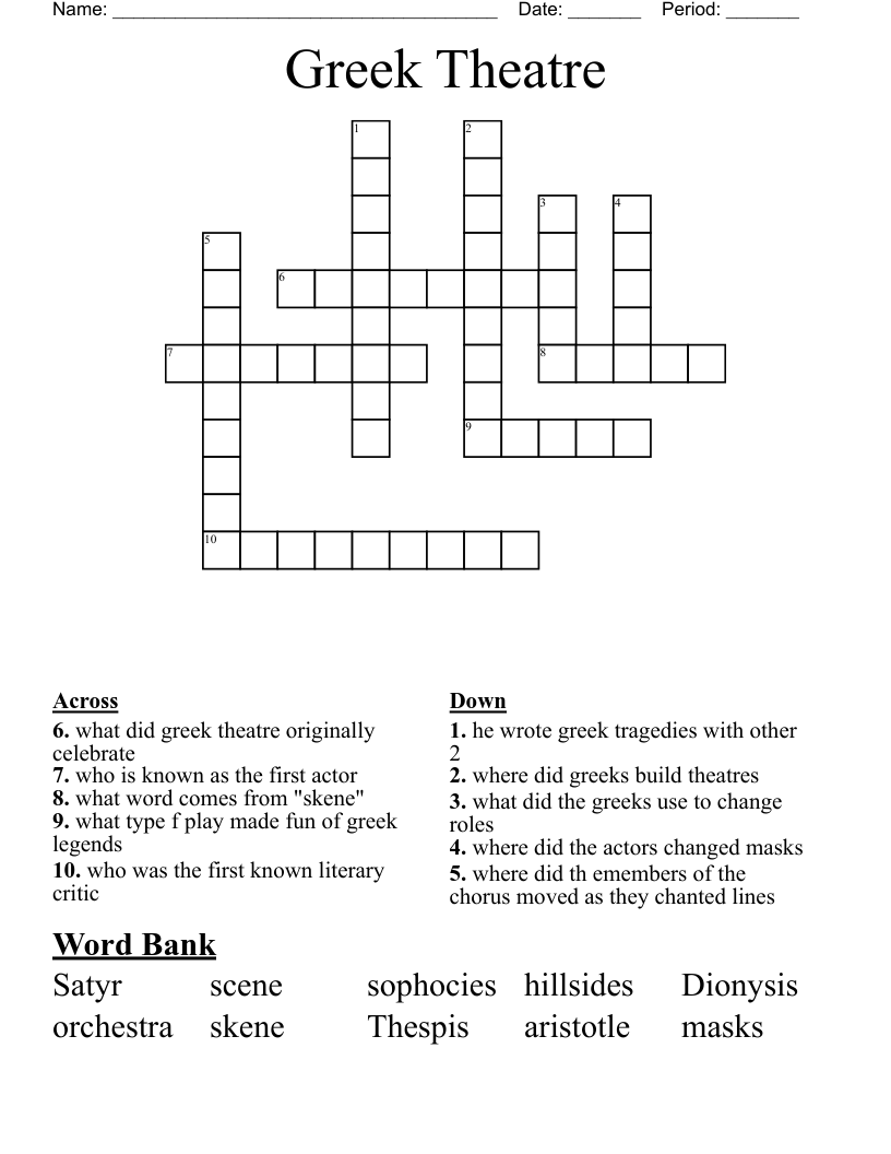 Greek Theatre  Crossword