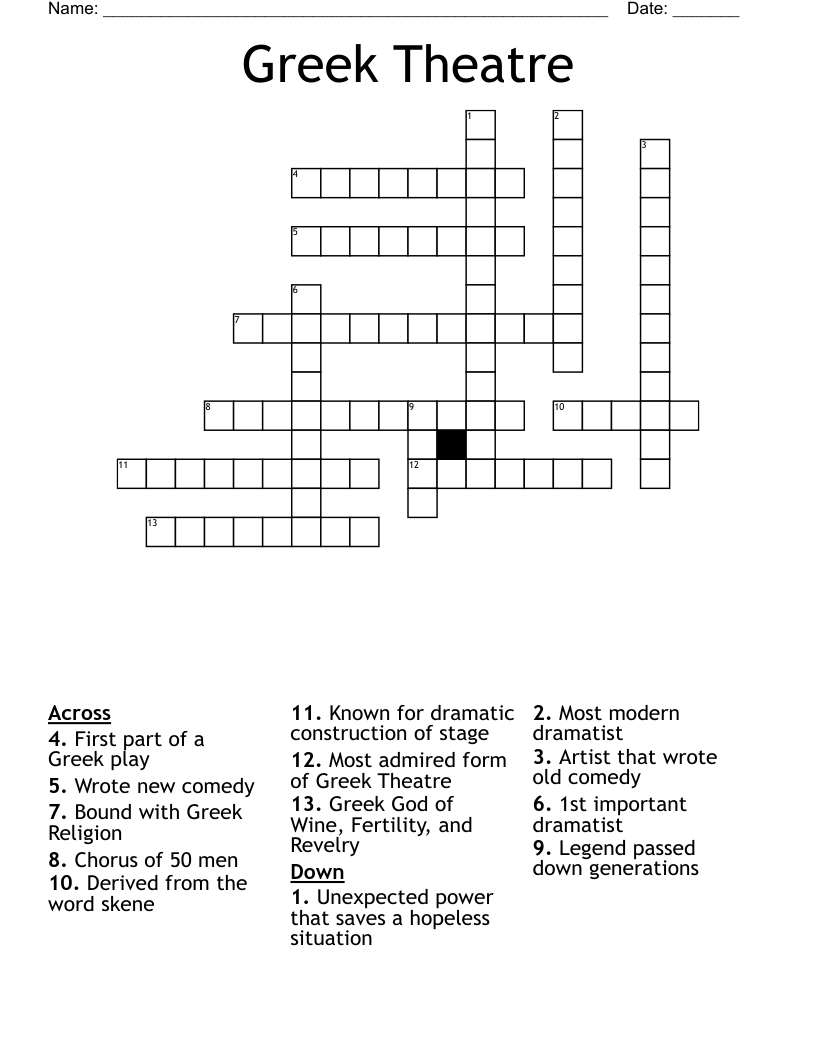 Greek Theatre  Crossword