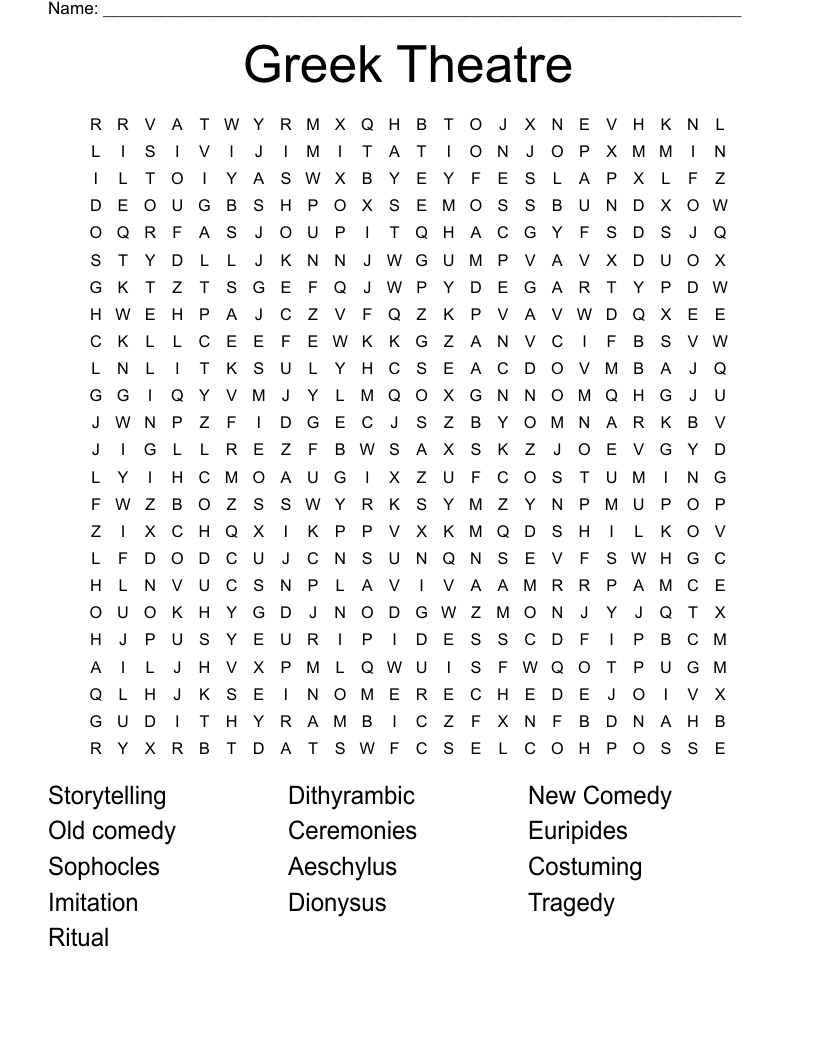 Greek Theatre  Word Search